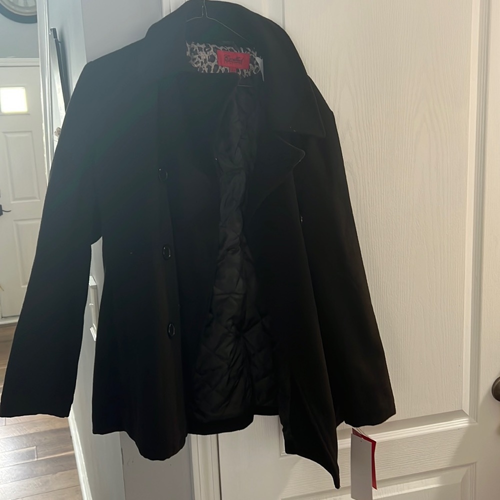 Womens black pea coat nwt kohls